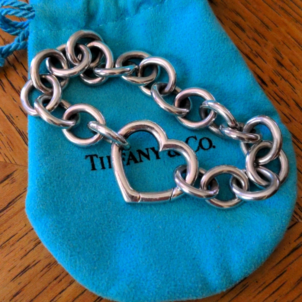 Tiffany and co Sterling Silver Heart Bracelet, heavy weight